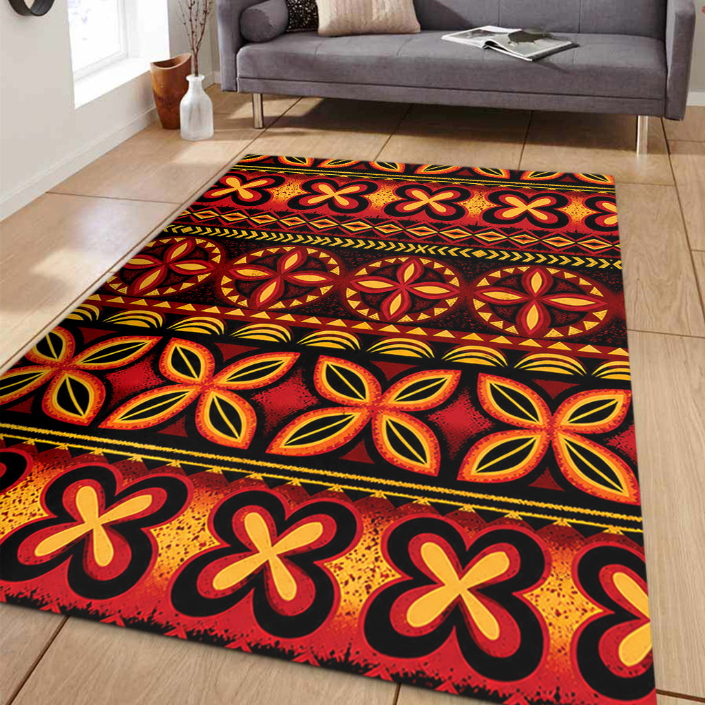 Tonga Area Rug Ngatu Tapa Tribal Pattern