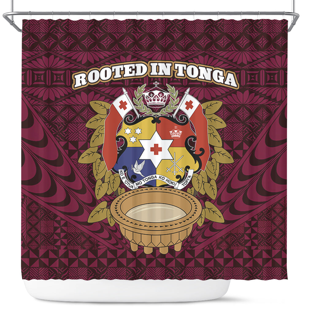 Tonga Shower Curtain Rooted In Tonga Coat Of Arms Kava Bowl Ngatu Style