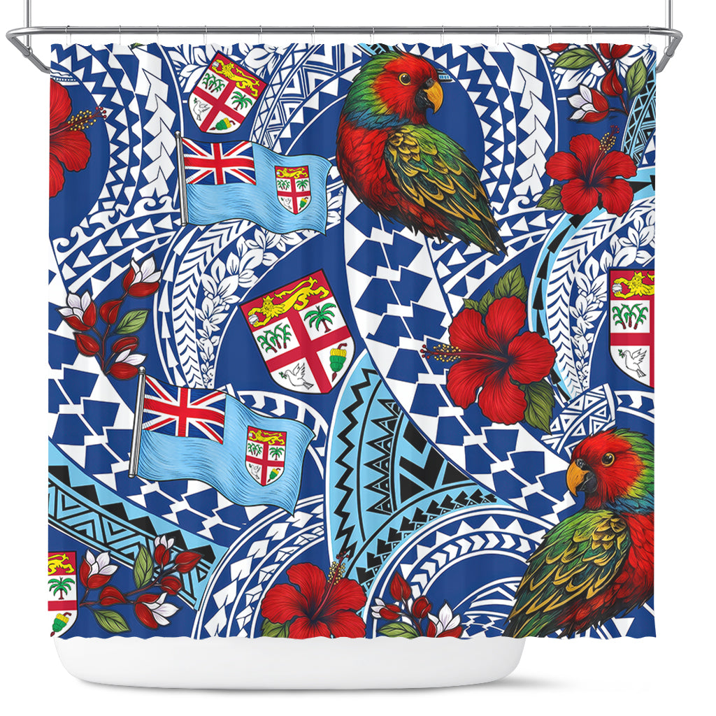 Fiji Shower Curtain Kula Parrot Flag Hibiscus Tribal Style