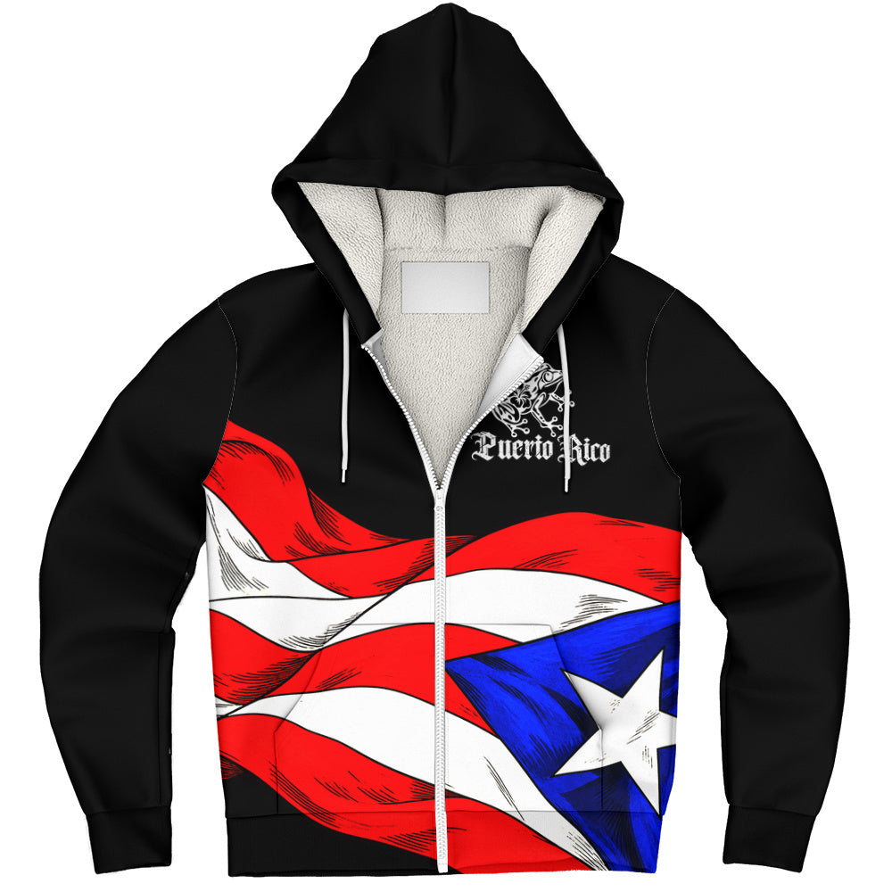 Puerto Rico Sherpa Hoodie Coqui Flag Boricua Heritage