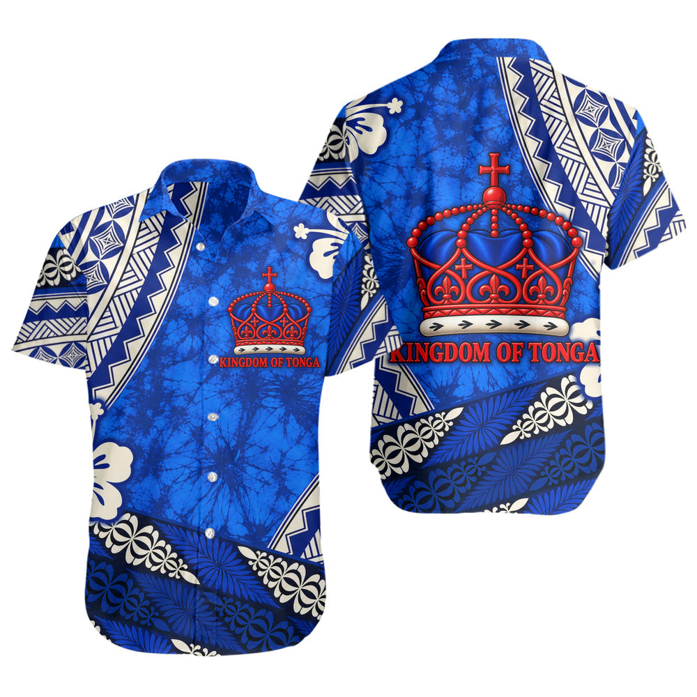 Tonga Short Sleeve Shirt Kingdom Crown Polynesian Floral Pride