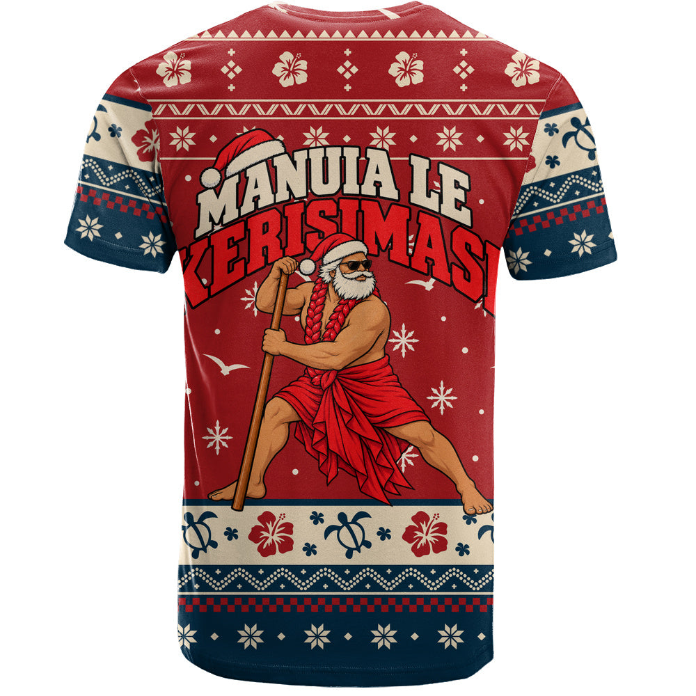 Samoa T-Shirt Ugly Christmas Manuia le Kerisimasi Samoan Warrior Santa