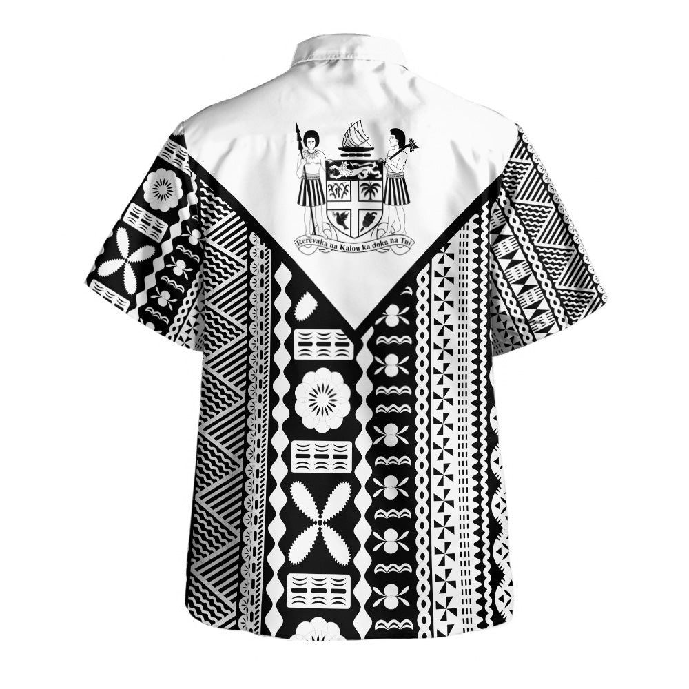 Fiji Rugby Tapa Hawaiian Shirt Fiji Flag Coat Of Arms Pattern