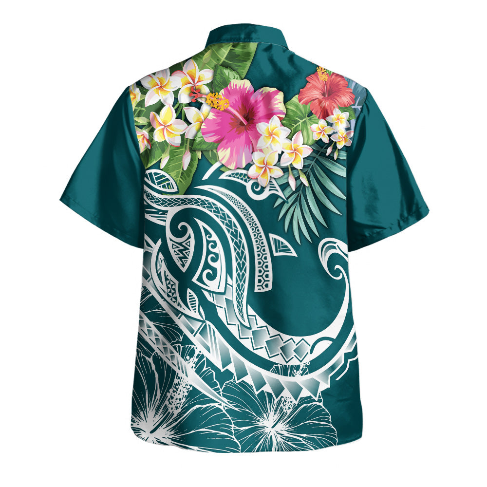 Polynesia Combo Dress And Shirt Summer Plumeria Green