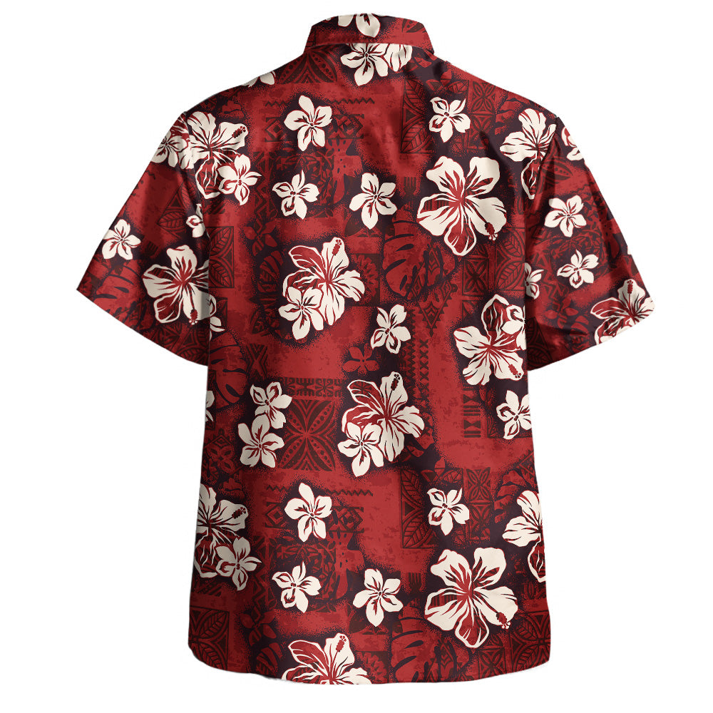 Hawaii Hawaiian Shirt Polynesian Tribal And Hibiscus Vintage
