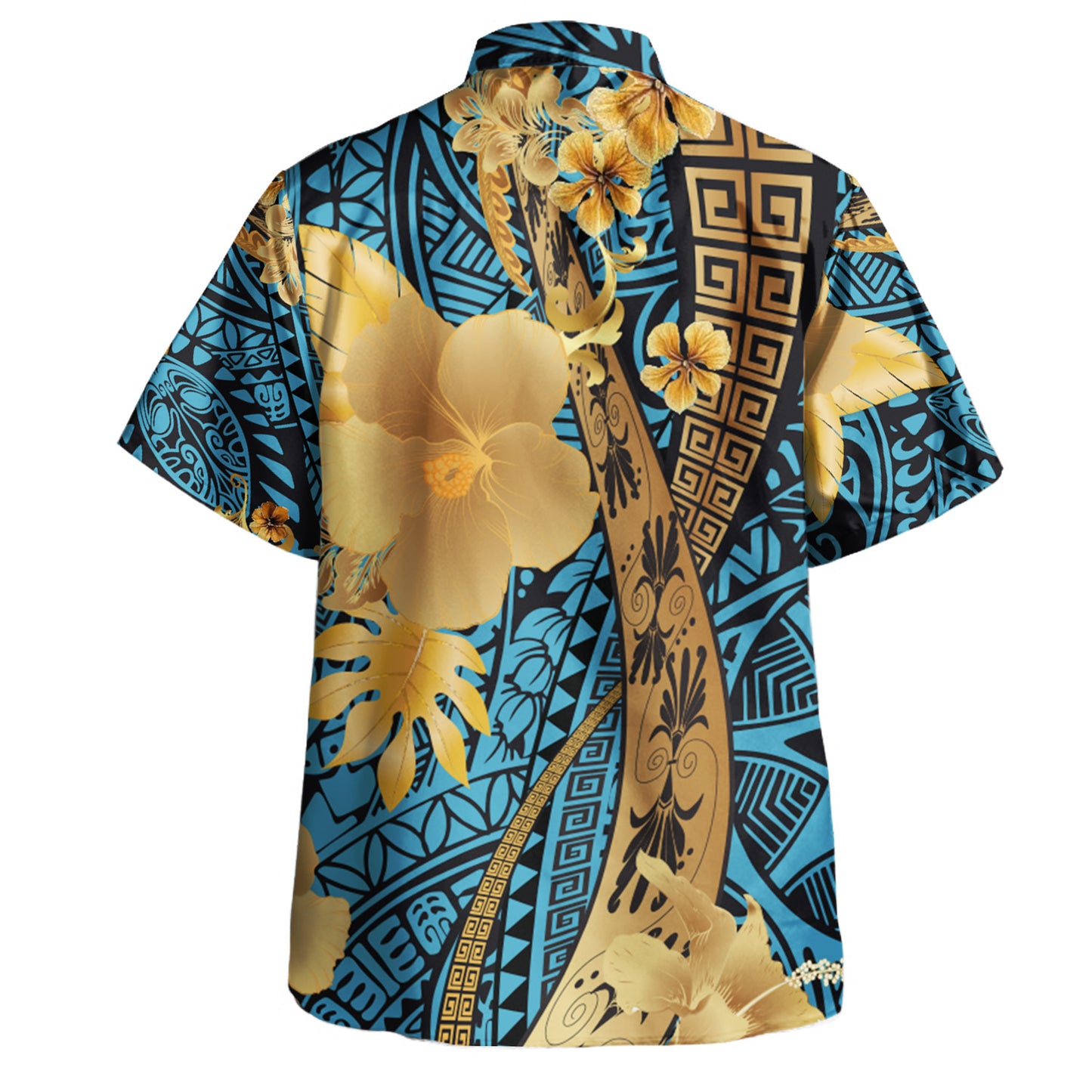 Polynesian Tribal Patterns Hibiscus Flowers Golden Color Puletasi And Shirt