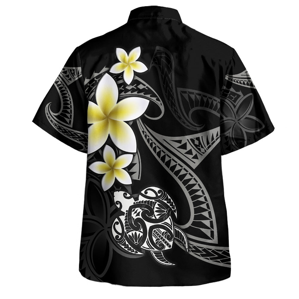 Polynesian Hawaiian Shirt Honu Plumeria Tribal Tattoo