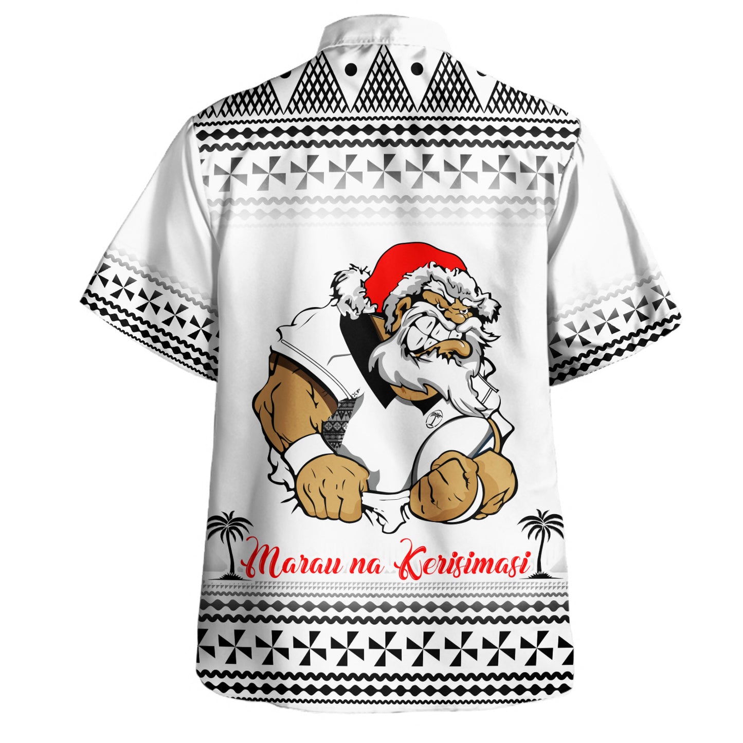 Fiji Hawaiian Shirt Marau na Kerisimasi Rugby Santa Style