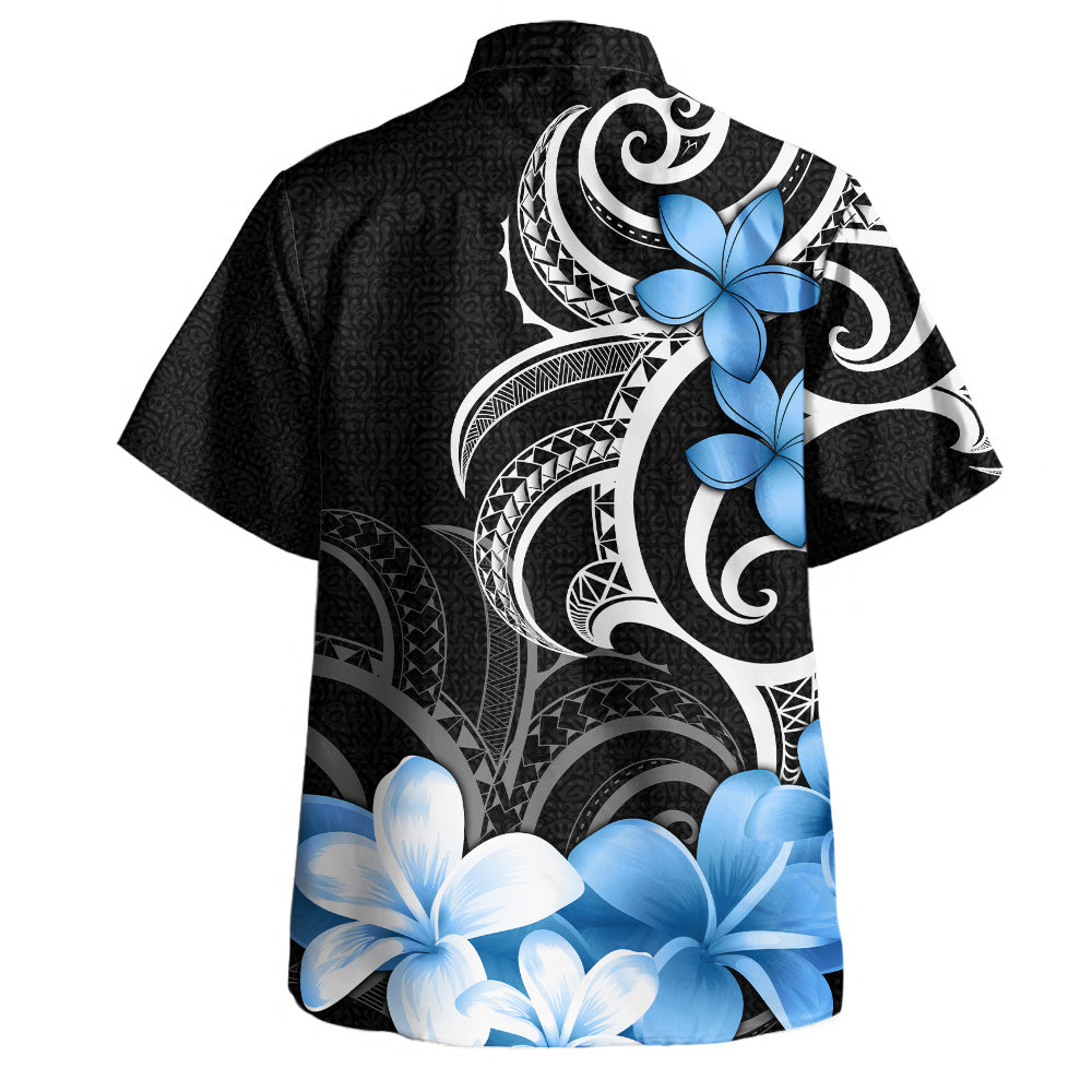 CUSTOM Black Hawaiian Shirt Floral Spirit Blue