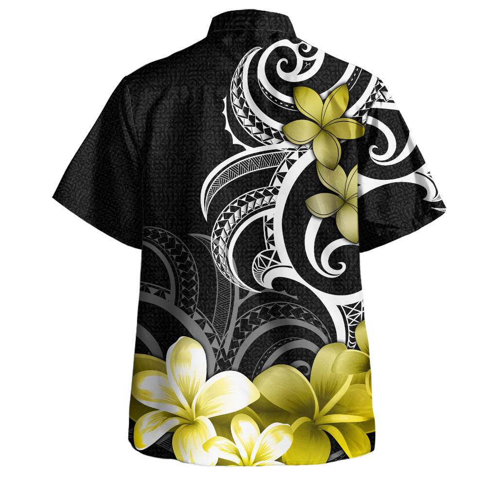 CUSTOM Black Hawaiian Shirt Floral Spirit Yellow