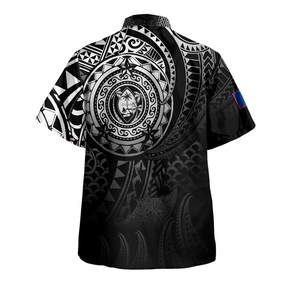Guam Hawaiian Shirt Pearl Of The Pacific Black Polynesian Tattau