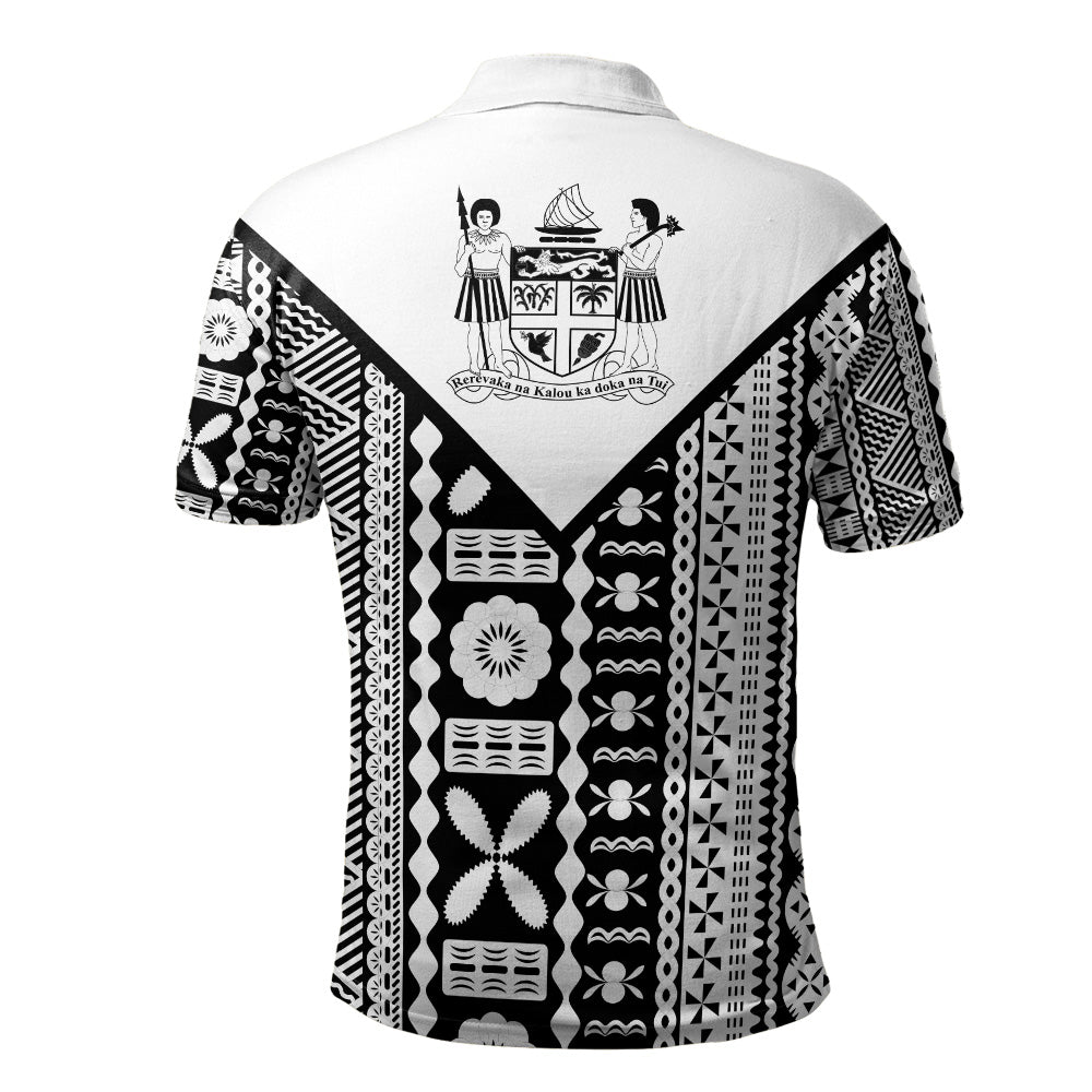 Fiji Rugby Tapa Polo Shirt Fiji Flag Coat Of Arms Pattern