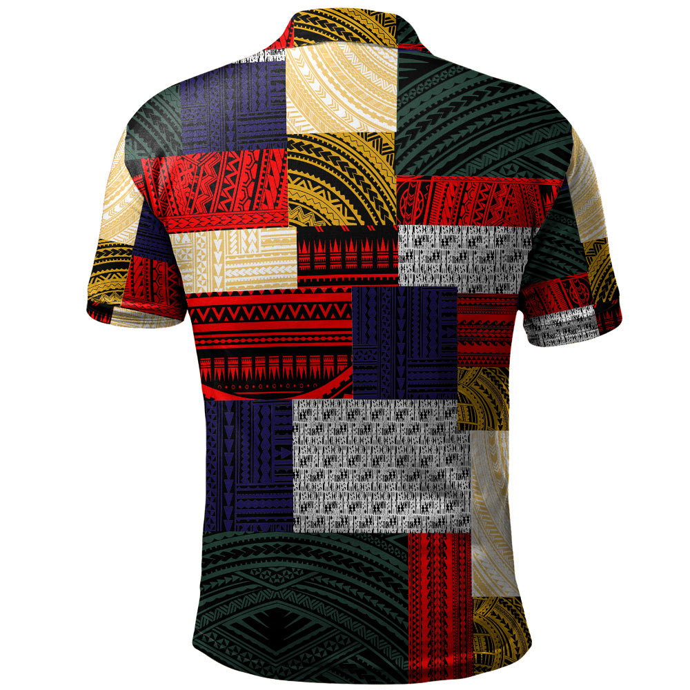 Polynesian Polo Shirt Retro Patchwork