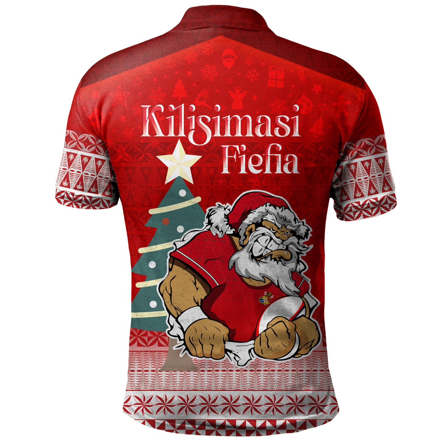 Tonga Polo Shirt Kilisimasi Fiefia Rugby Santa Style