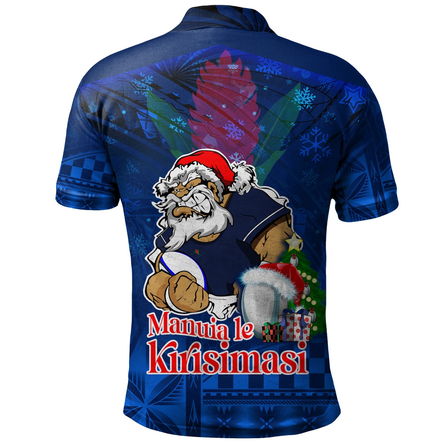 Samoa Polo Shirt Manuia Le Kirisimasi Rugby Santa Style