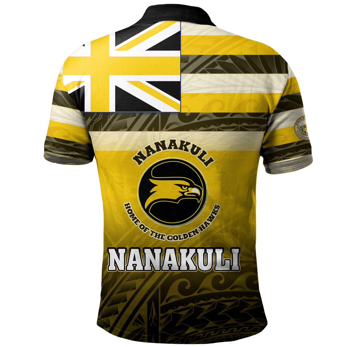 Hawaii Custom Nanakuli High and Intermediate School Polo Shirt Flag Color With Traditional Patterns ( Yellow Black )
