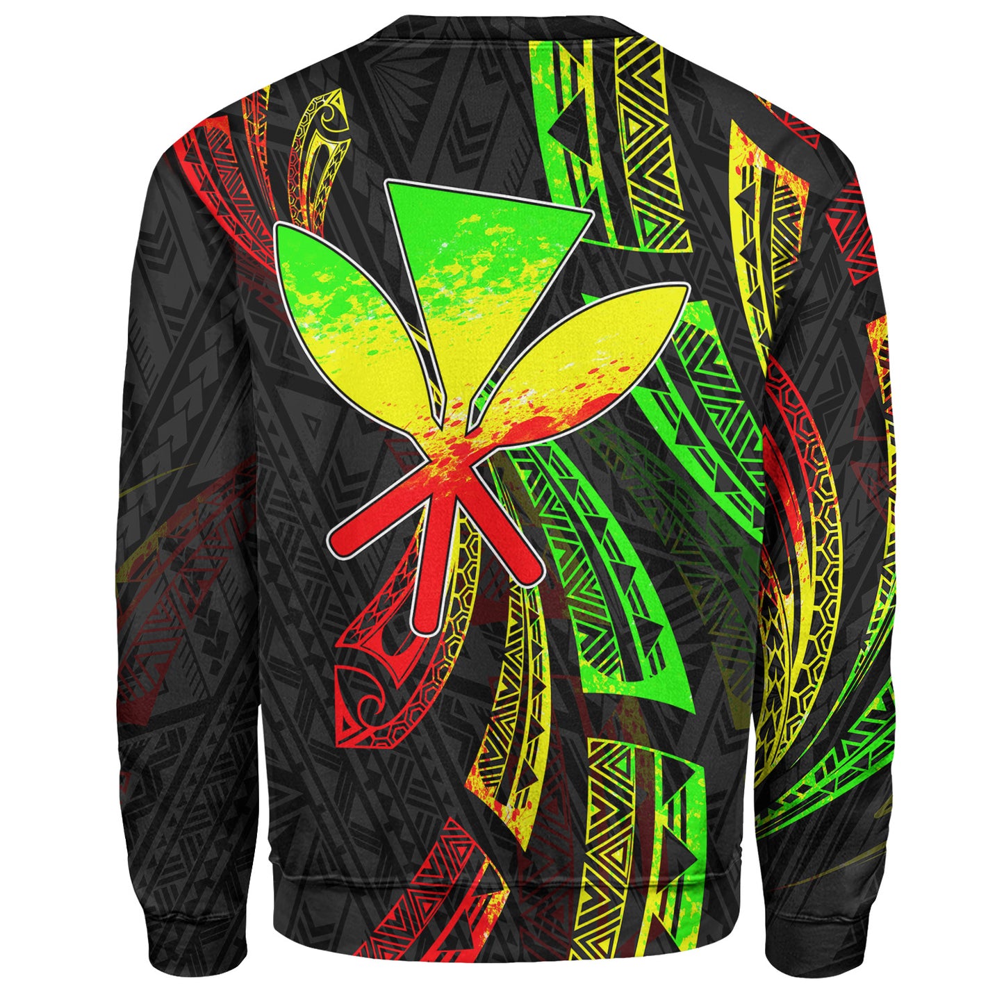Hawaii Sweatshirt Kanaka Maoli Polynesian Pattern Reggae Color