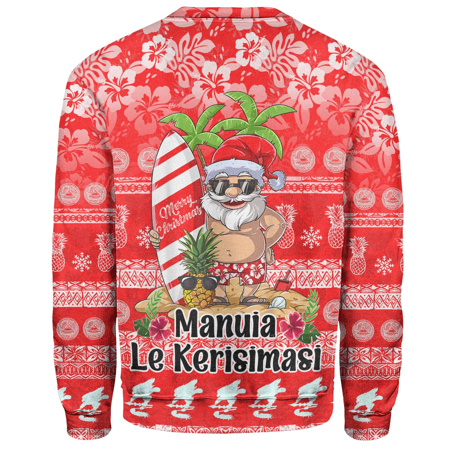 American Samoa Sweatshirt Manuia Le Kerisimasi Tropical Xmas Patterns
