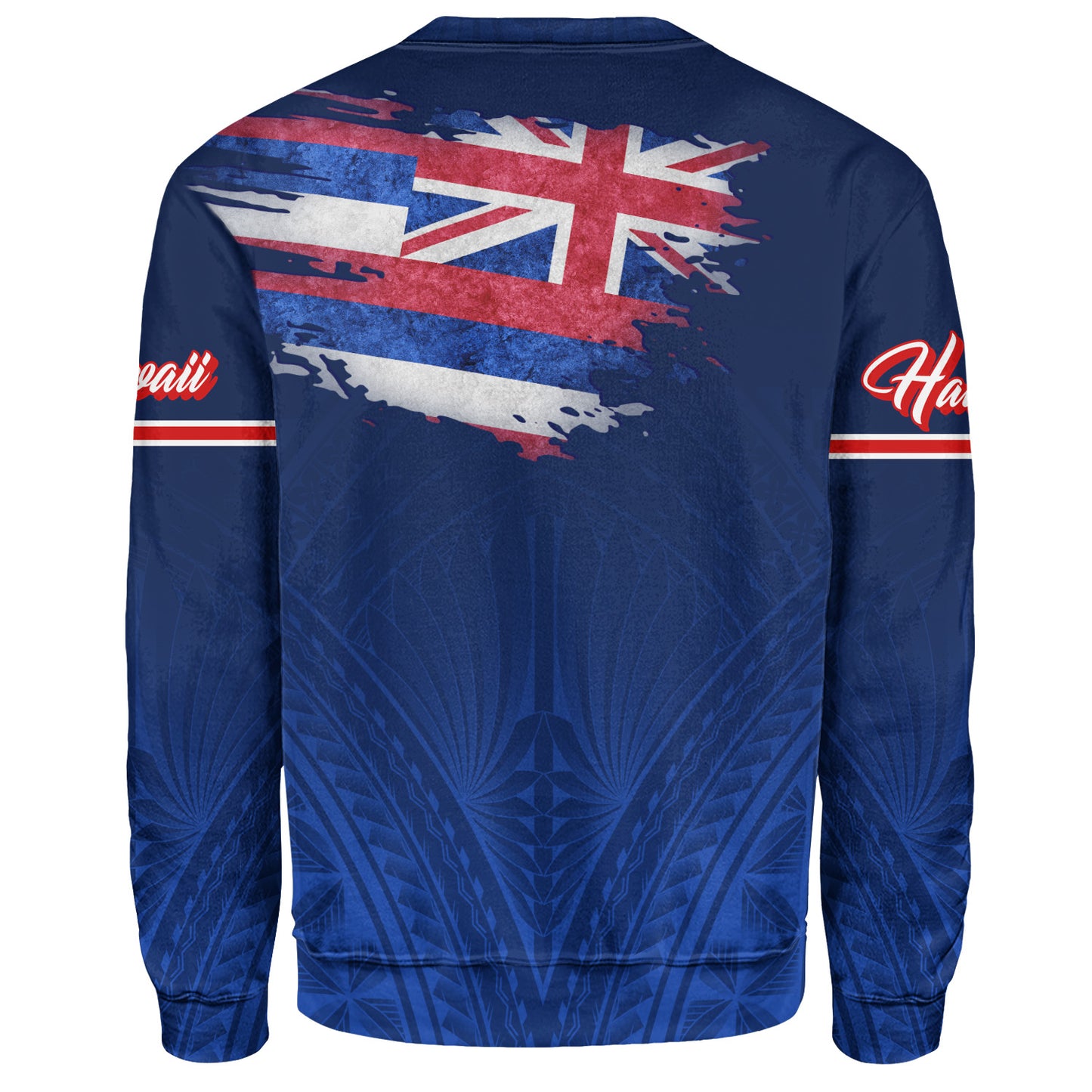 Hawaii Sweatshirt Hawaii Flag Blue Color Polynesian Patterns Grunge Style