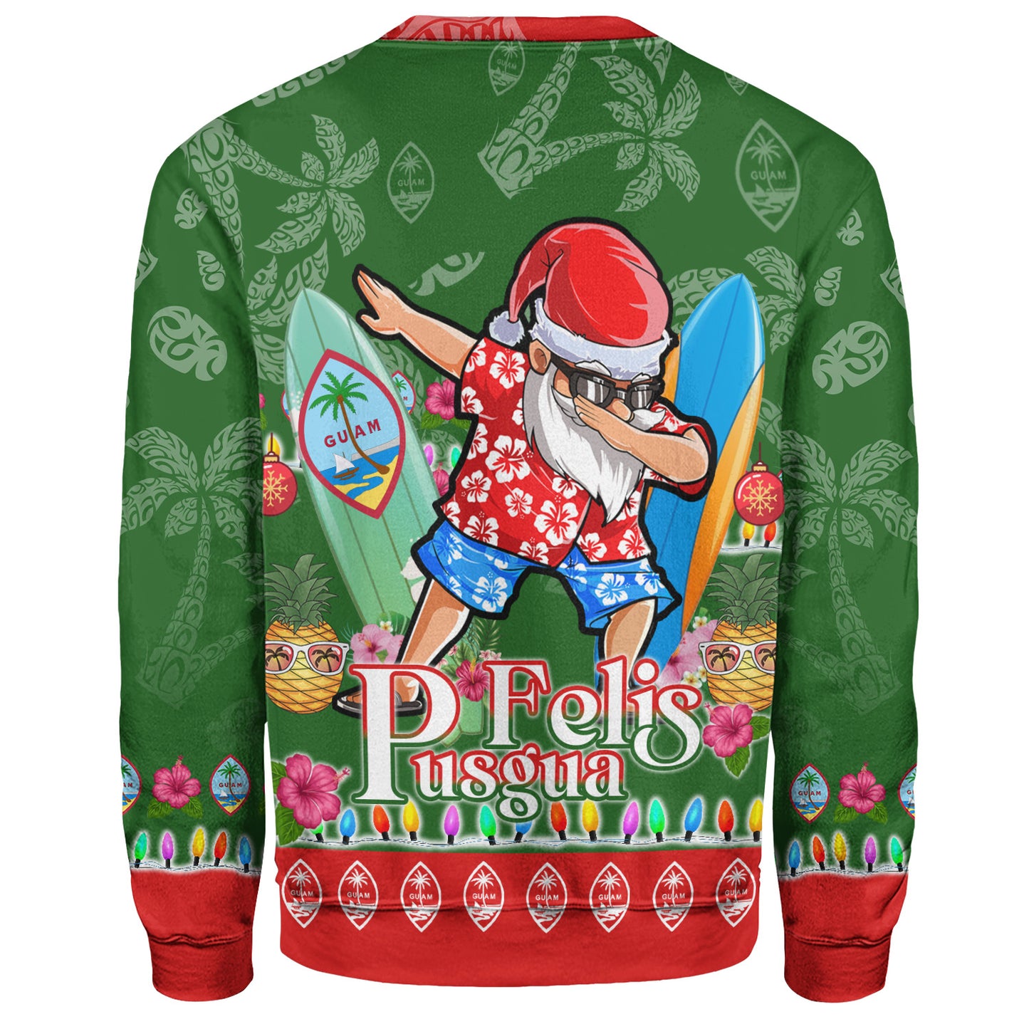 Guam Sweatshirt Felis Pusgua Tropical Xmas Patterns