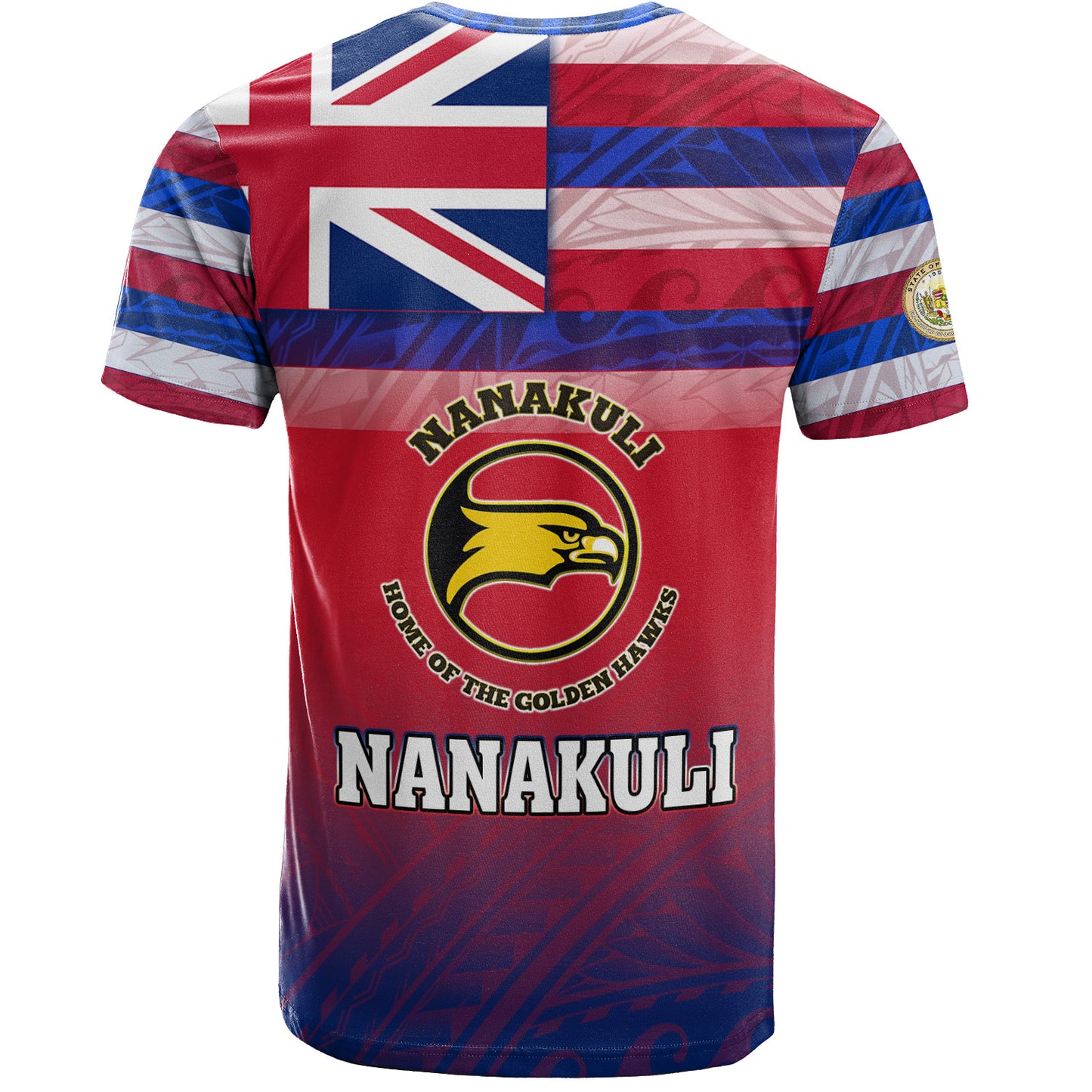 Hawaii Custom Nanakuli High and Intermediate School T-Shirt Flag Color With Traditional Patterns Ver 1