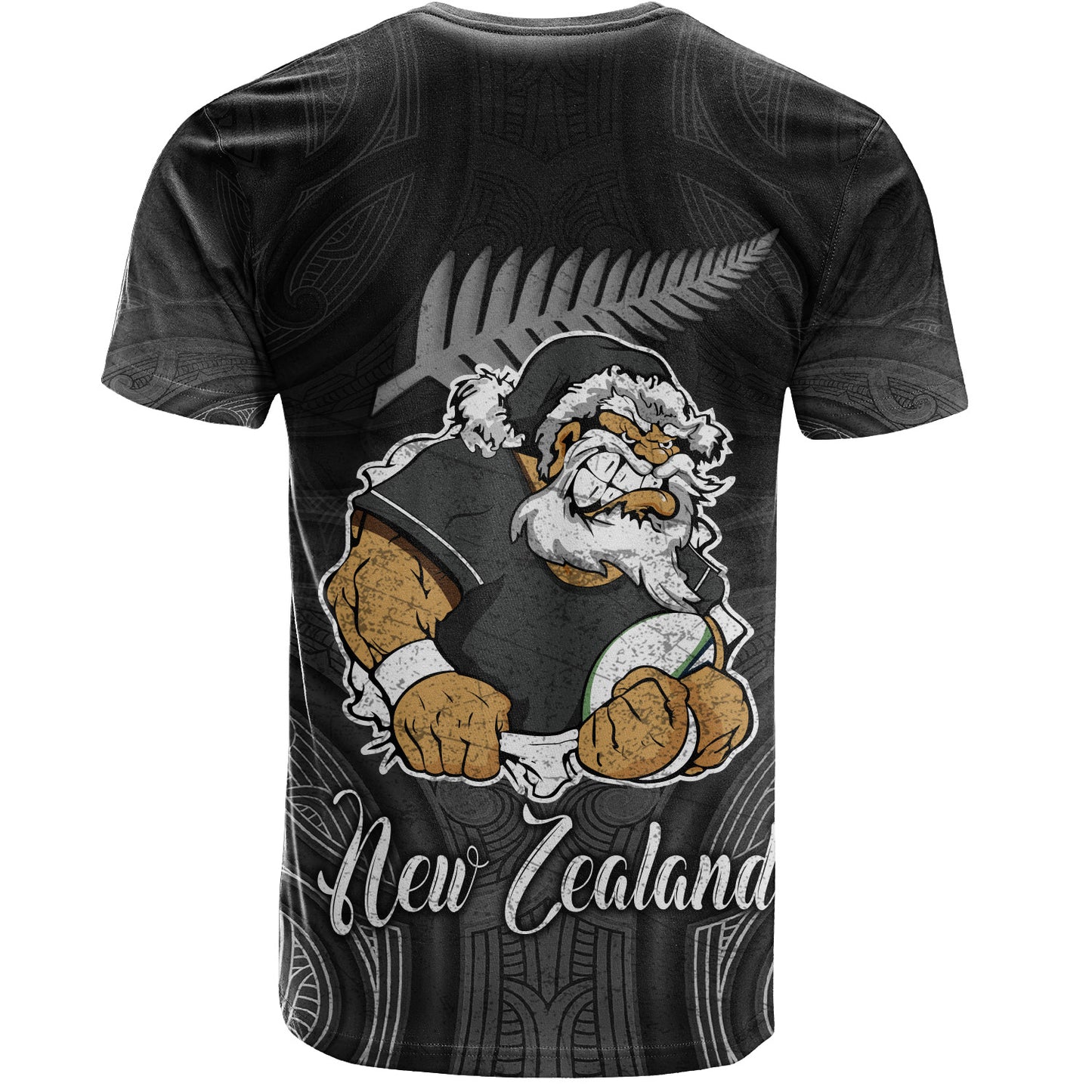 New Zealand T-Shirt Hari Kirihimete Rugby Santa Style