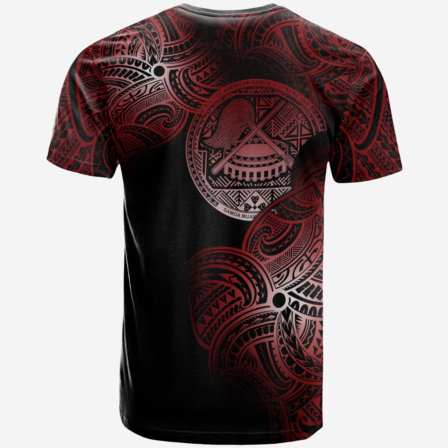 American Samoa Polynesia Custom Personalized T-Shirt - American Samoa Tribal Flower Red