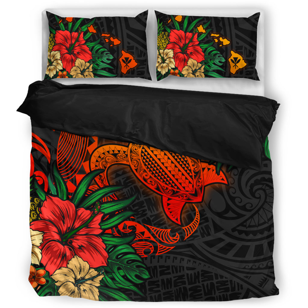 Hawaii Bedding Set - Hawaii Polynesian Turtle Tropical  Bedding Set