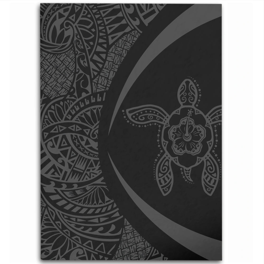 Hawaii Area Rug Turtle Hibiscus Lauhala Black Gray Circle