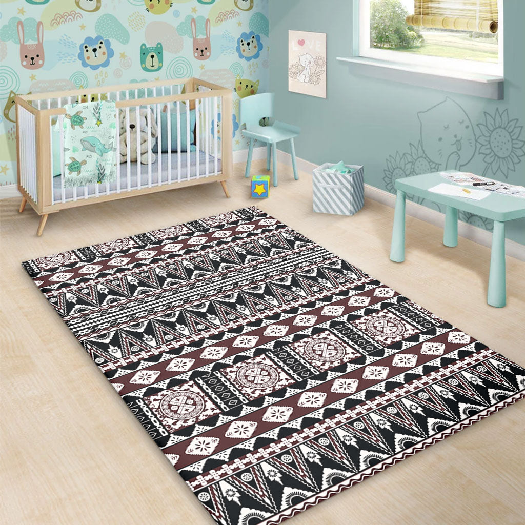 Fiji Area Rug Bula Fiji Masi Motif Brown Color Design
