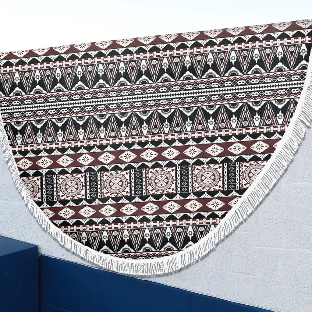 Fiji Beach Blanket Bula Fiji Masi Motif Brown Color Design