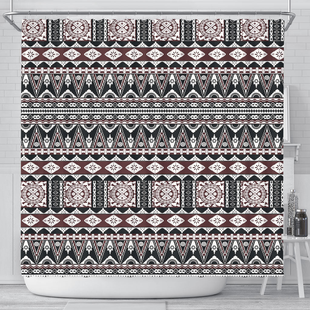 Fiji Shower Curtain Bula Fiji Masi Motif Brown Color Design