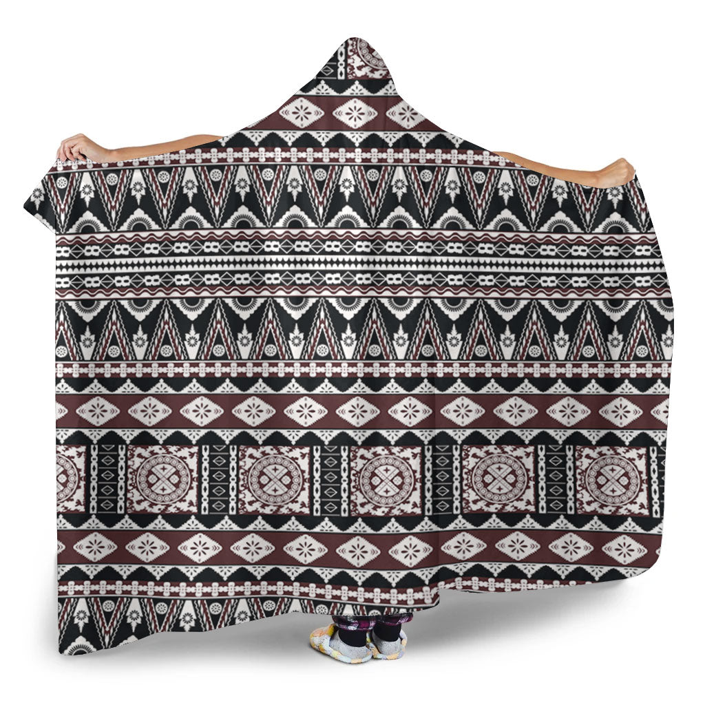Fiji Hooded Blanket Bula Fiji Masi Motif Brown Color Design