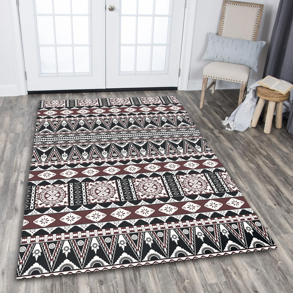Fiji Area Rug Bula Fiji Masi Motif Brown Color Design