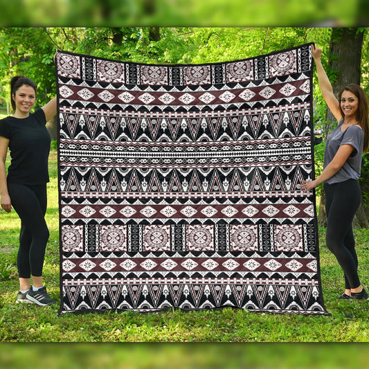 Fiji Premium Quilt Bula Fiji Masi Motif Brown Color Design