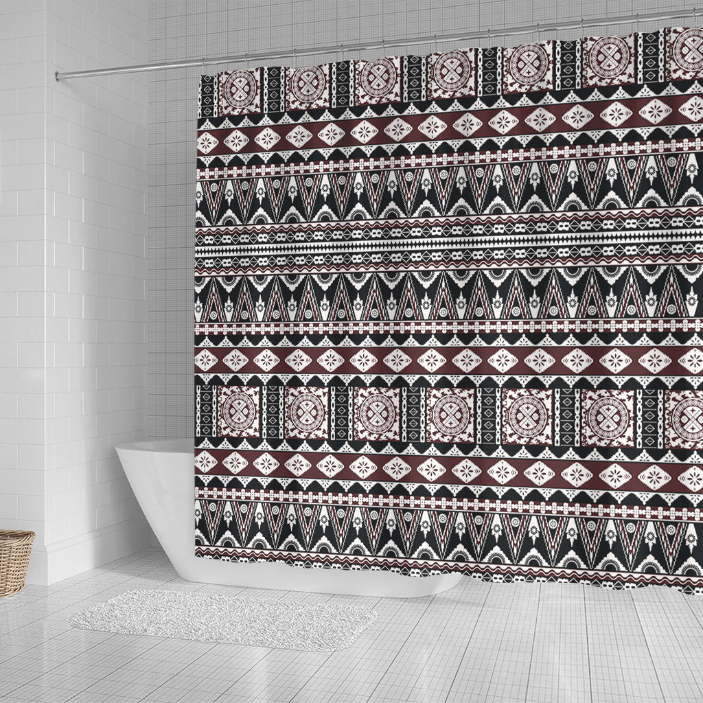 Fiji Shower Curtain Bula Fiji Masi Motif Brown Color Design