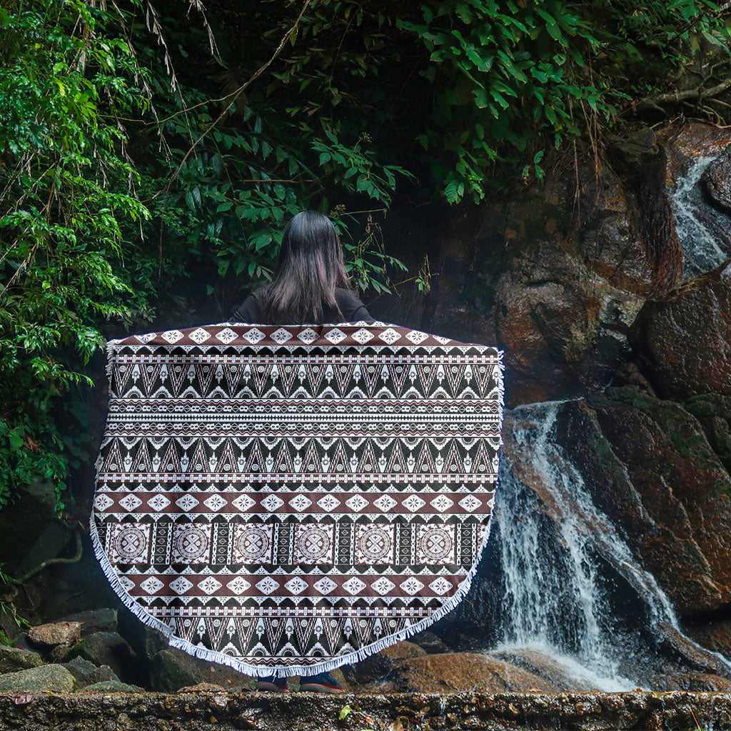 Fiji Beach Blanket Bula Fiji Masi Motif Brown Color Design