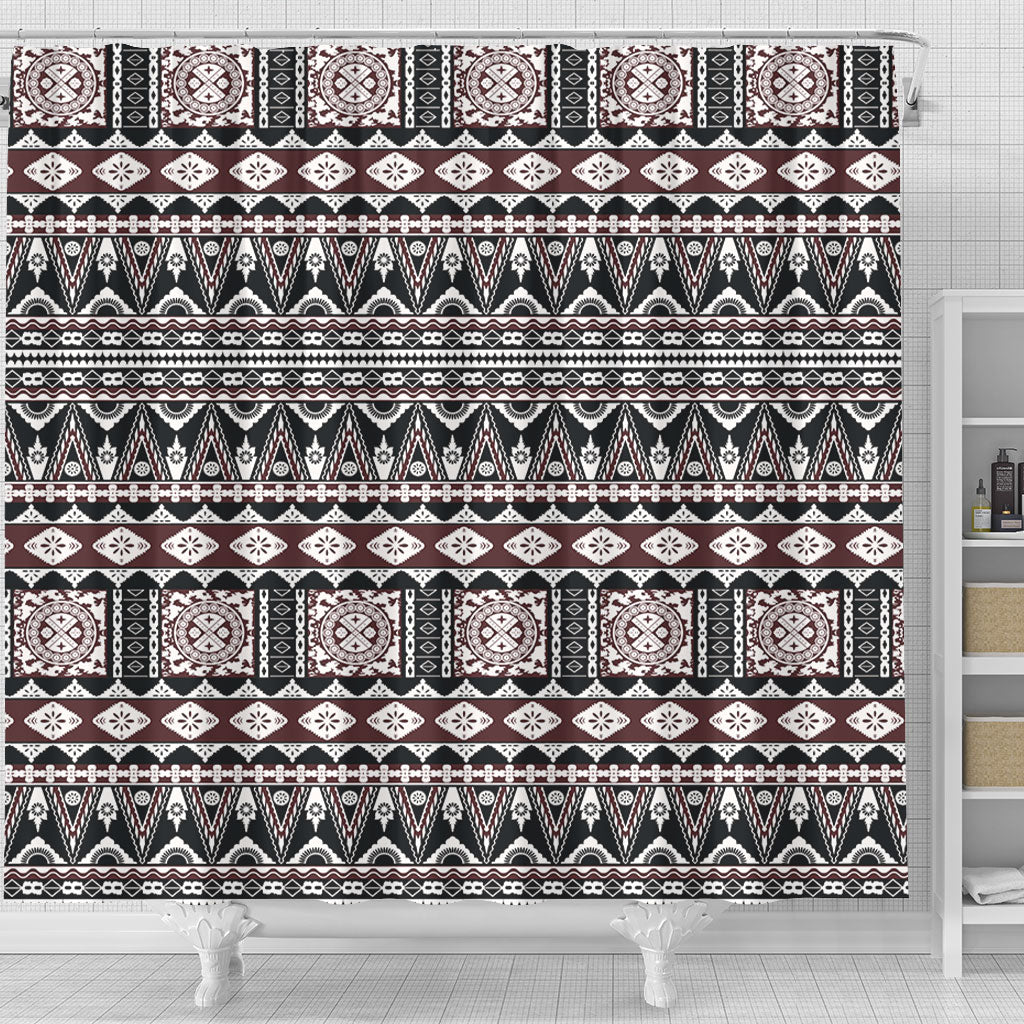 Fiji Shower Curtain Bula Fiji Masi Motif Brown Color Design