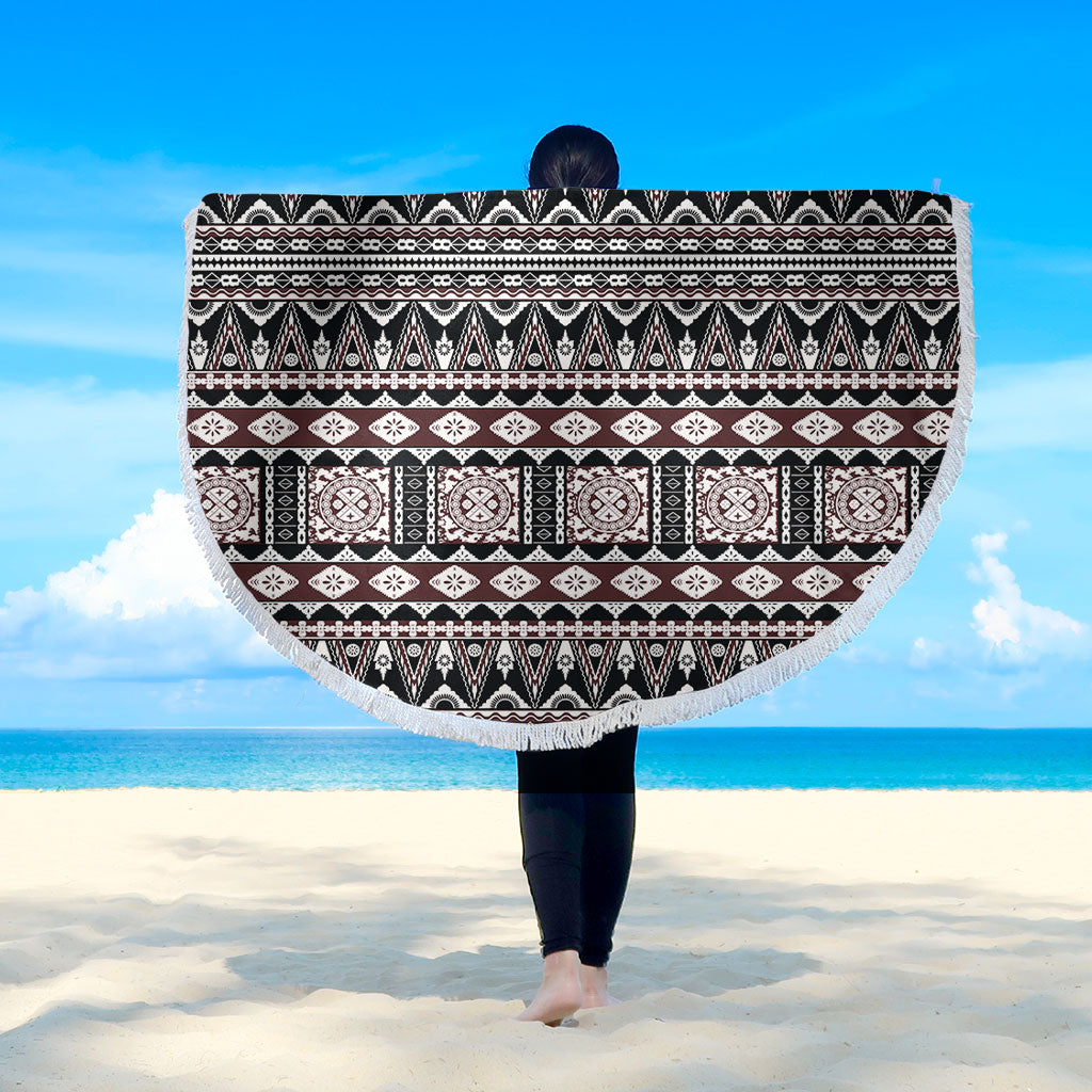 Fiji Beach Blanket Bula Fiji Masi Motif Brown Color Design