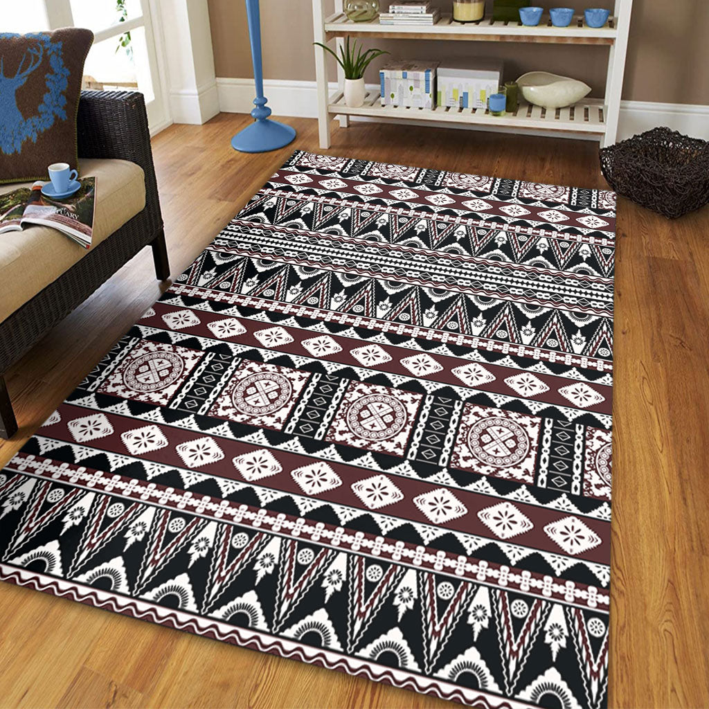 Fiji Area Rug Bula Fiji Masi Motif Brown Color Design