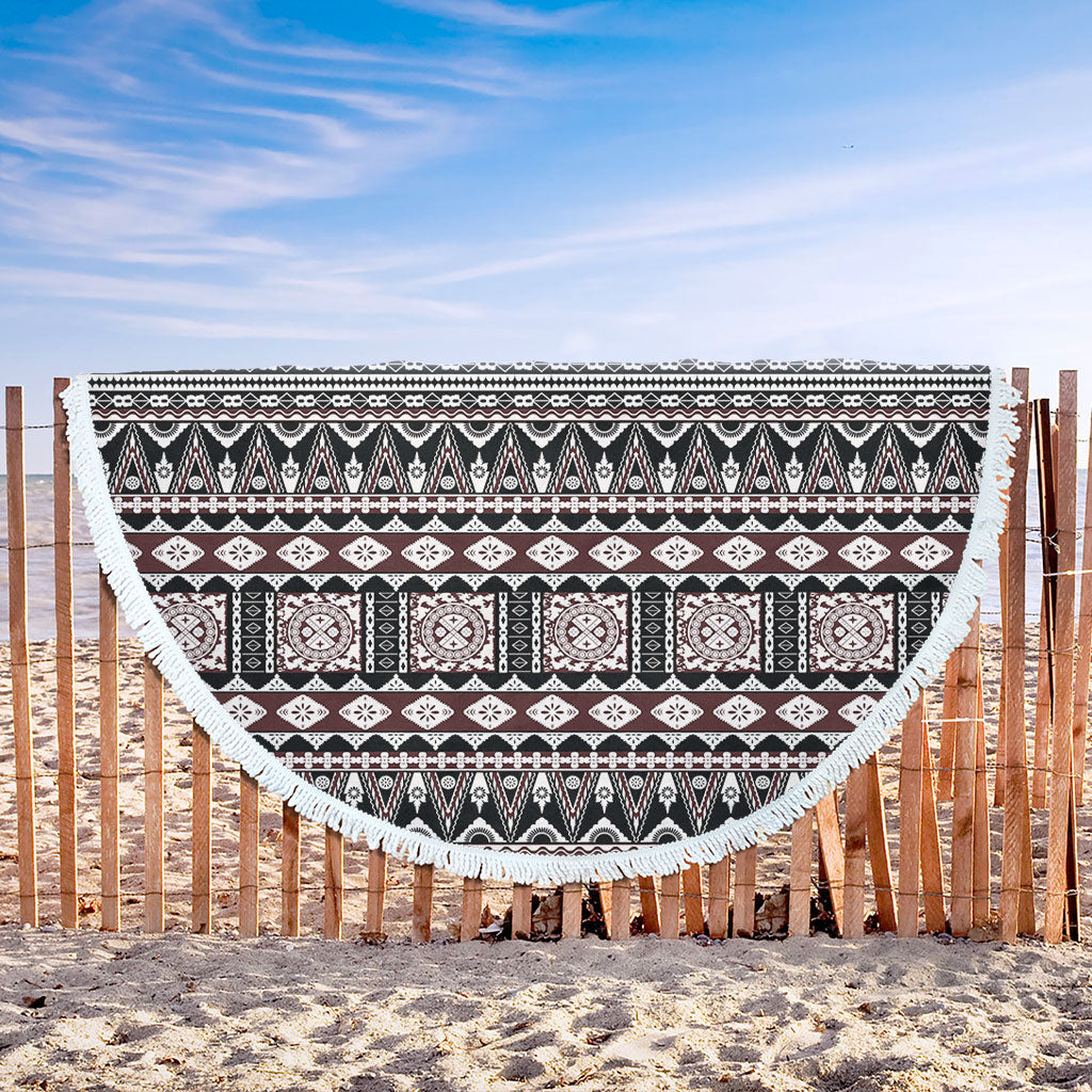 Fiji Beach Blanket Bula Fiji Masi Motif Brown Color Design