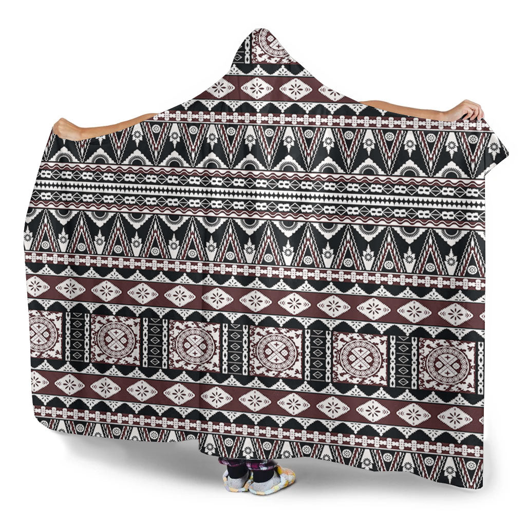 Fiji Hooded Blanket Bula Fiji Masi Motif Brown Color Design