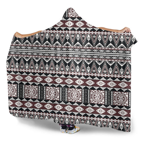 Fiji Hooded Blanket Bula Fiji Masi Motif Brown Color Design
