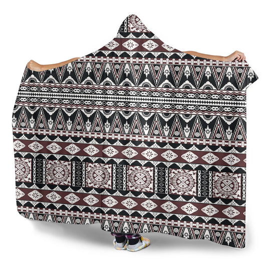 Fiji Hooded Blanket Bula Fiji Masi Motif Brown Color Design