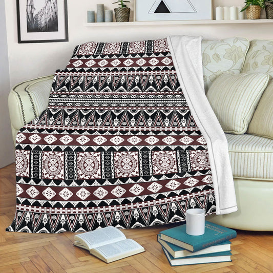 Fiji Premium Blanket Bula Fiji Masi Motif Brown Color Design