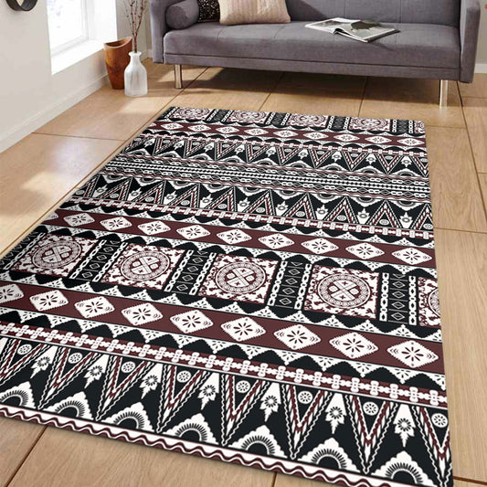 Fiji Area Rug Bula Fiji Masi Motif Brown Color Design