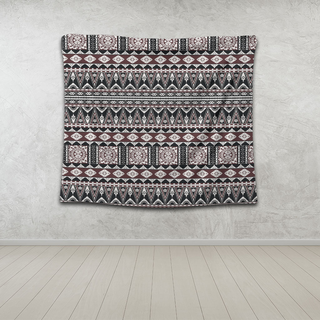 Fiji Tapestry Bula Fiji Masi Motif Brown Color Design