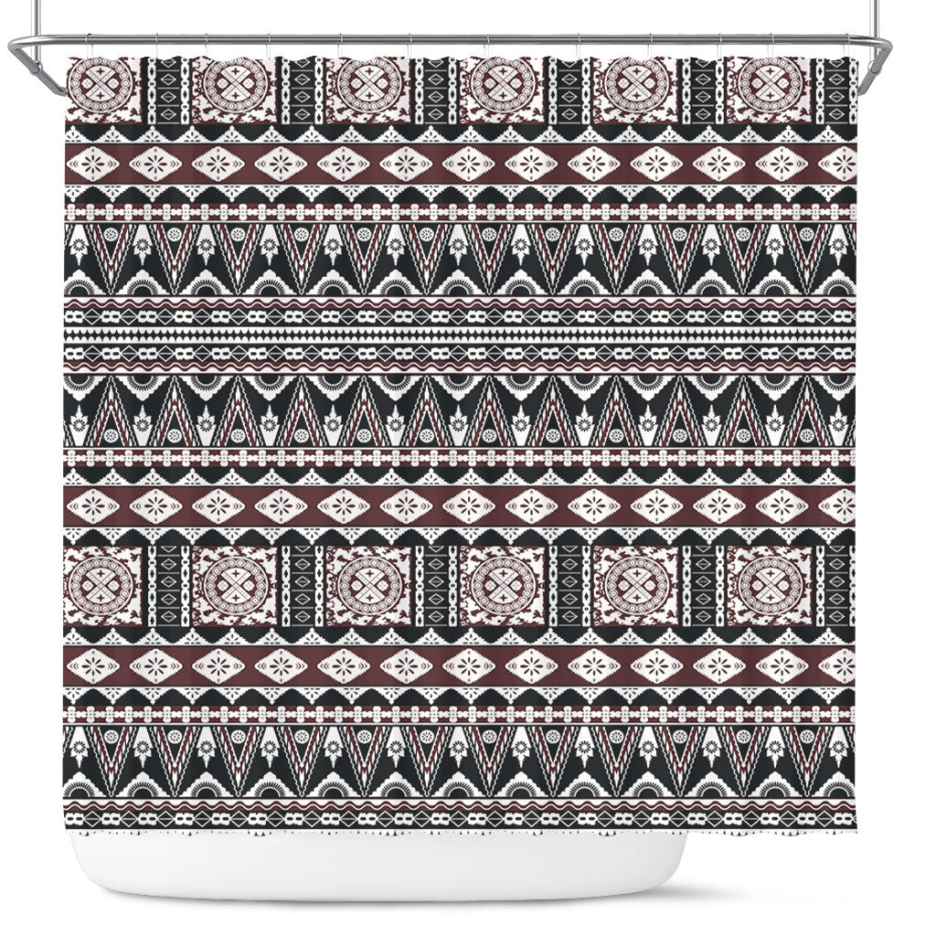Fiji Shower Curtain Bula Fiji Masi Motif Brown Color Design