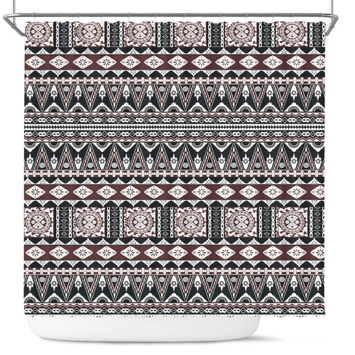 Fiji Shower Curtain Bula Fiji Masi Motif Brown Color Design