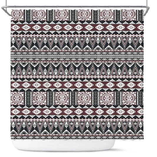 Fiji Shower Curtain Bula Fiji Masi Motif Brown Color Design